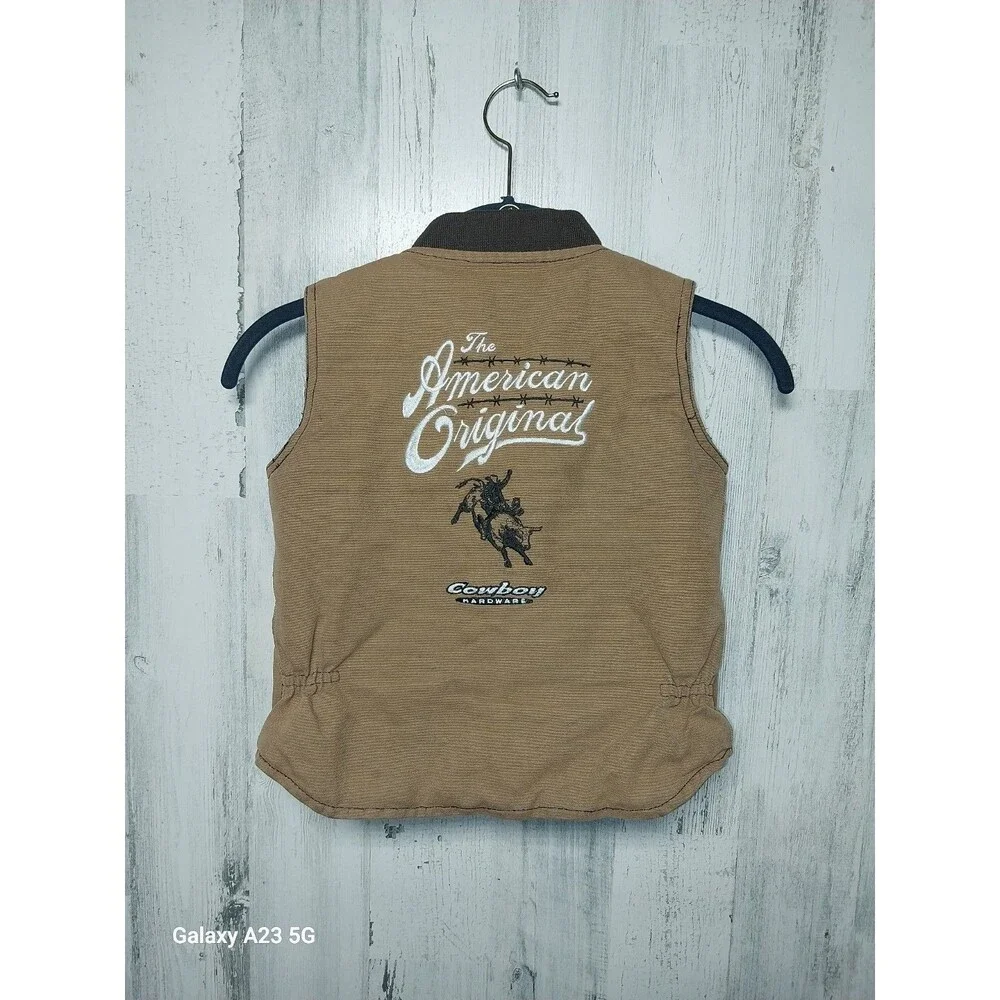 Cowboy Hardware Kids 4T Brown Canvas Vest Broken Zipper